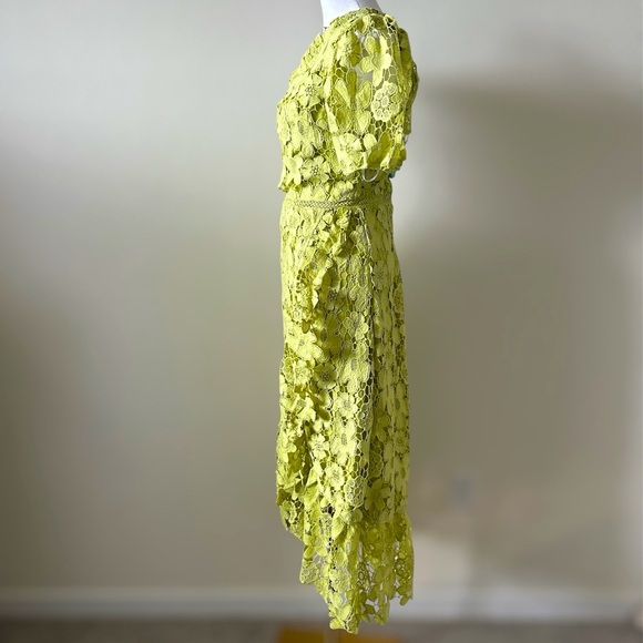 JUST ME Lime Crochet Lace One Shoulder Short Sleeve Midi Dress Just Me Sz. Large - Picture 9 of 13